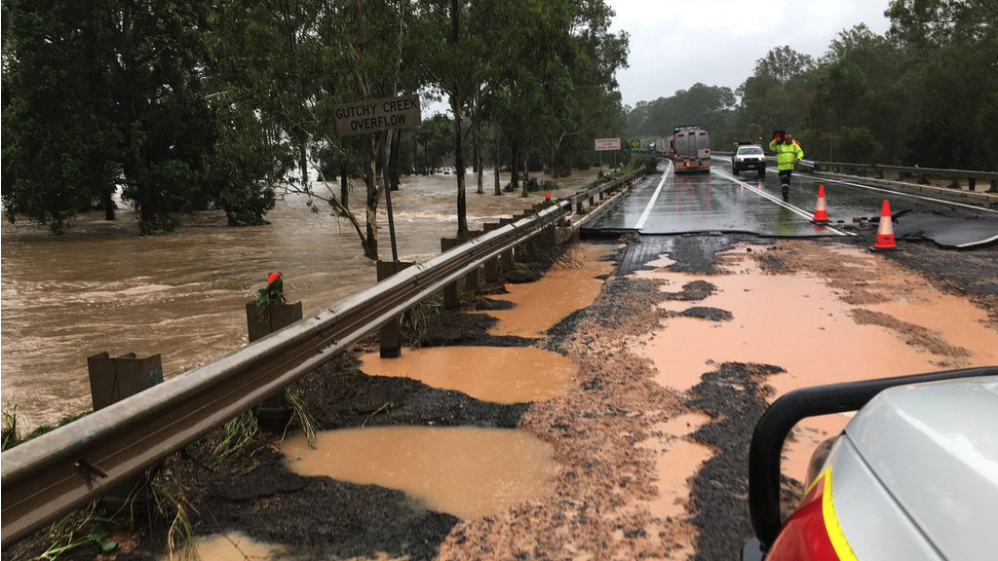 Road affected by floodwater