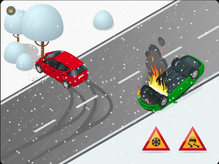 Vehicle travelling on a slippery road