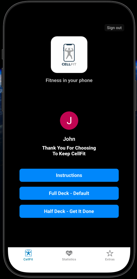 CellFit main screen