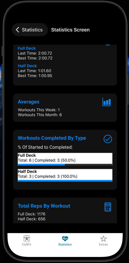 Main workout screen